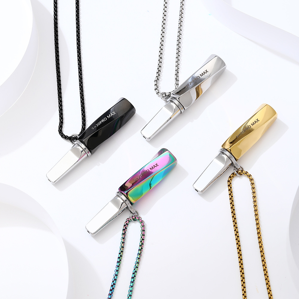 Vaping Air - 스테인리스 스틸 인헤일러 목걸이 천연 아로마